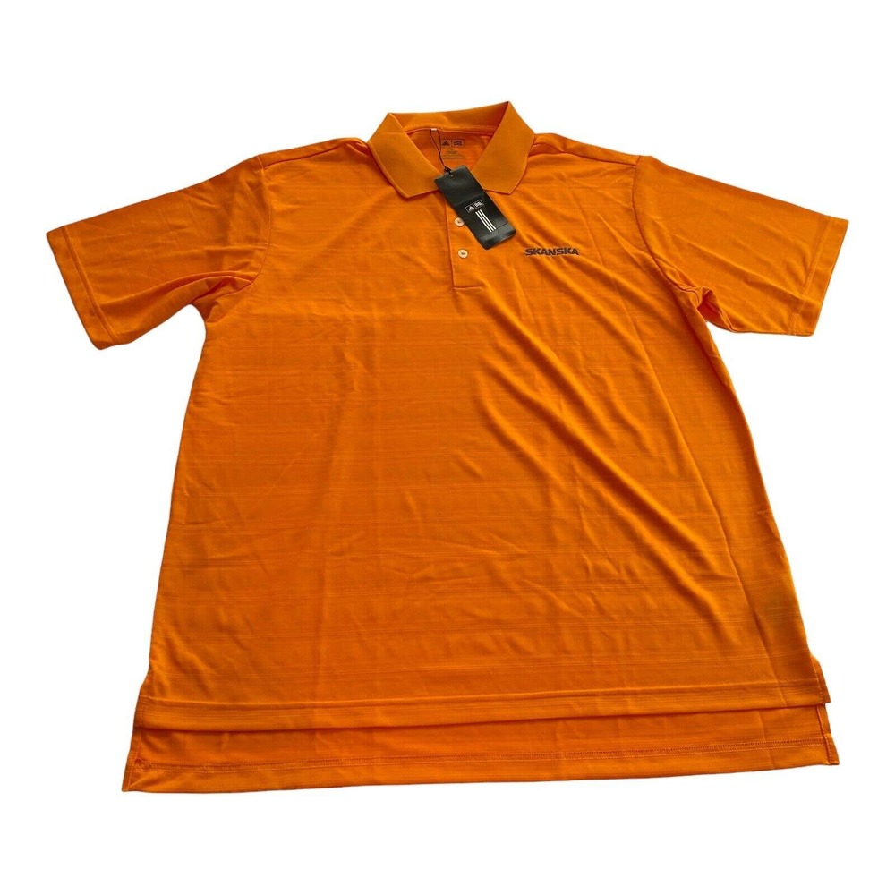 Adidas Golf Mens Skanska Short Sleeve Orange Golf Polo Shirt Size Large
